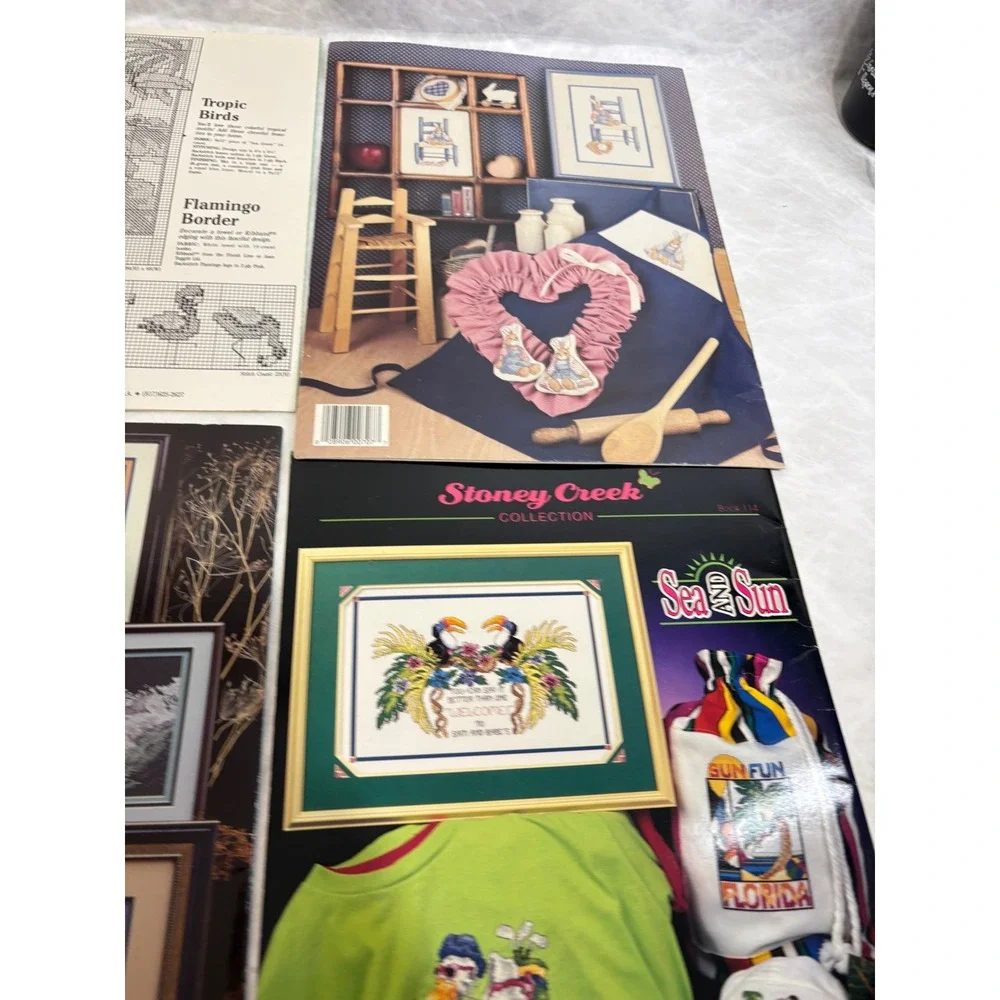 Vintage Cross Stitch Pattern Booklets Lot 4 Everglades Ocean Animals Teddy Bears